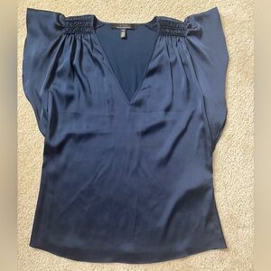 White House Black Market Blue  Flutter Sleeve Blouse XS